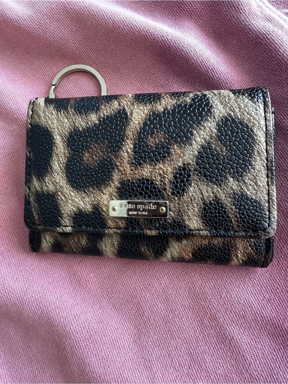 kate spade Leopard Print Card Case in Brown and Black